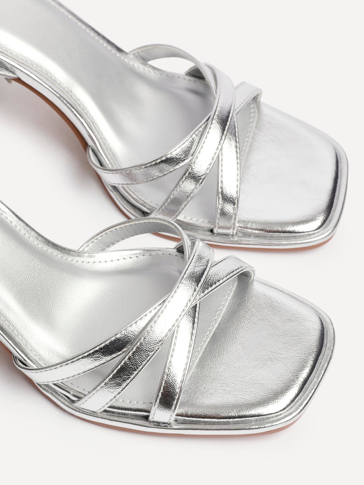 Faro Silver Strappy Heeled Sandals