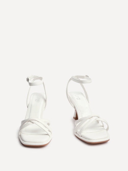 Faro White Strappy Heeled Sandals