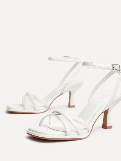 Faro White Strappy Heeled Sandals