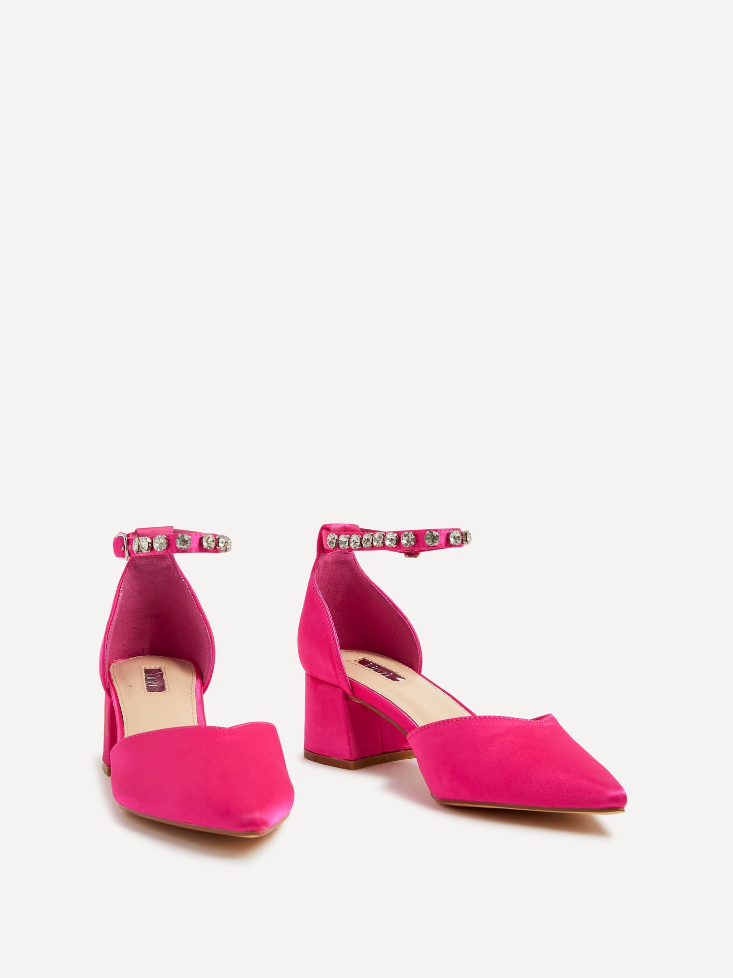 Fearne Pink Satin Diamante Court Heel