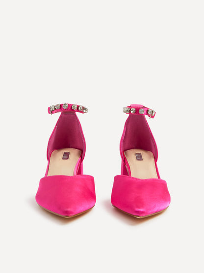 Fearne Pink Satin Diamante Court Heel