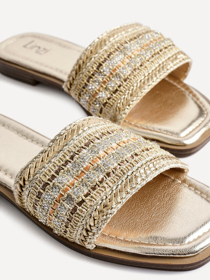 Fernanda Gold Slip On Sandals
