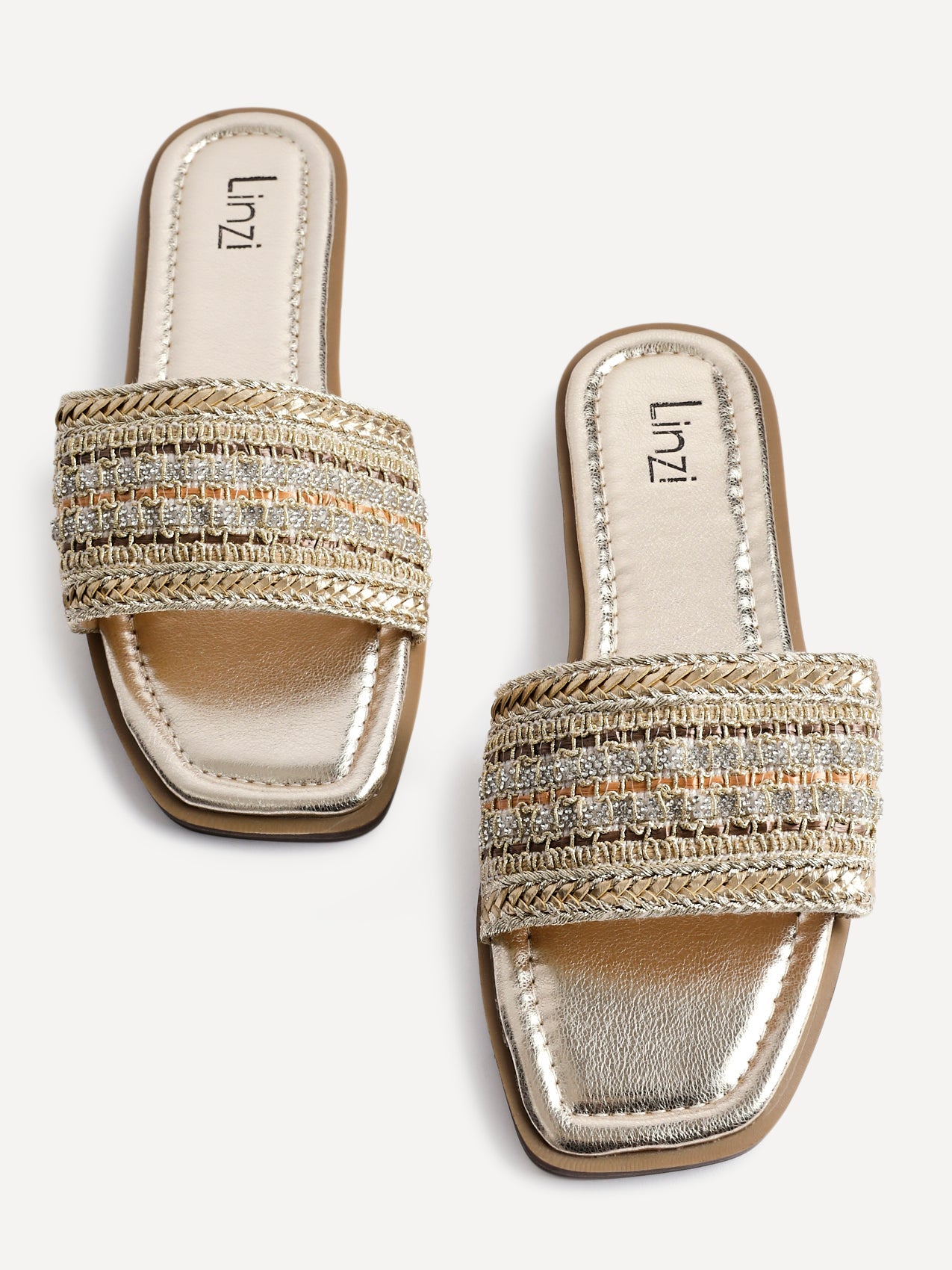 Fernanda Gold Slip On Sandals