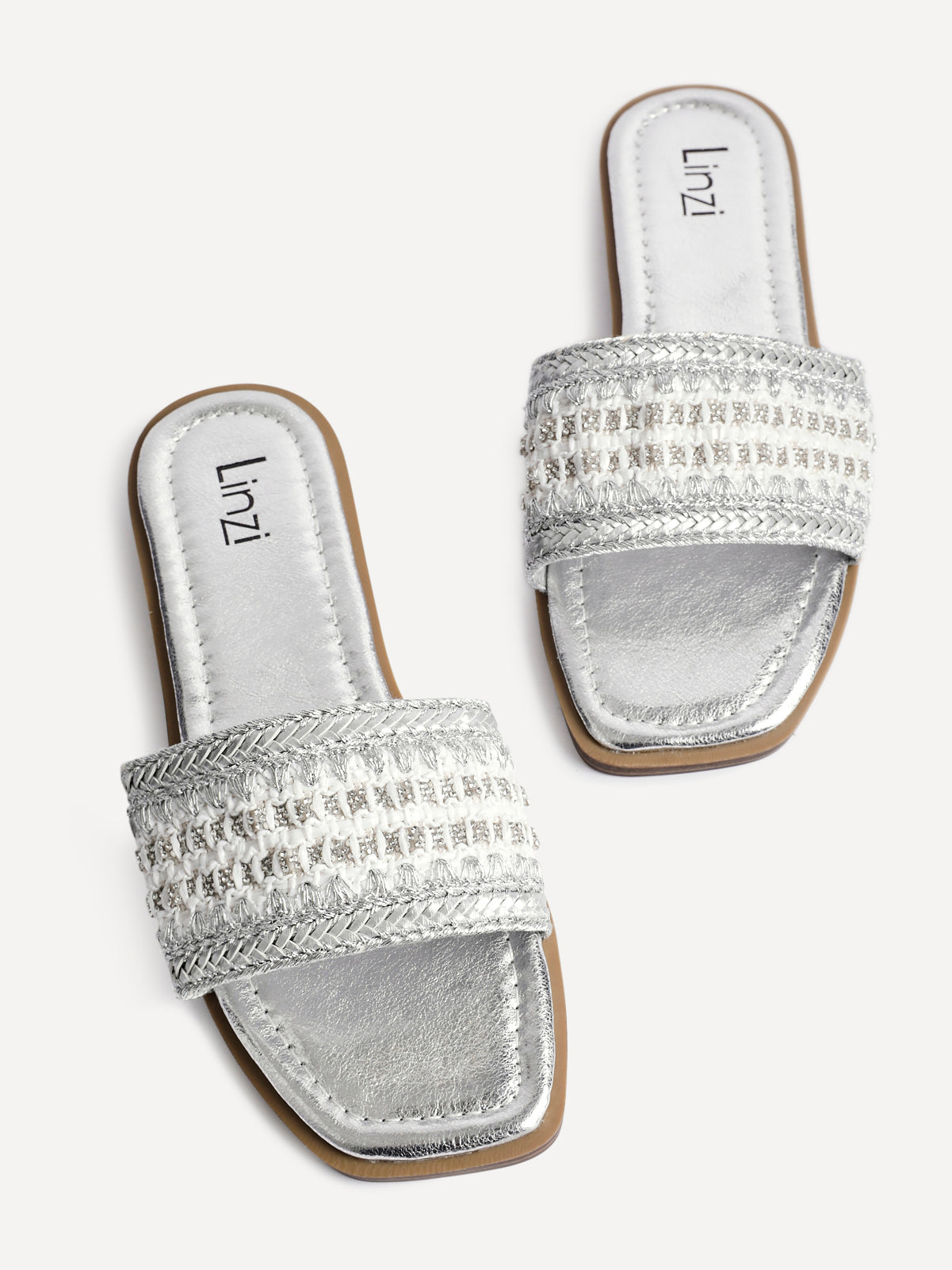 Fernanda Silver Slip On Sandals