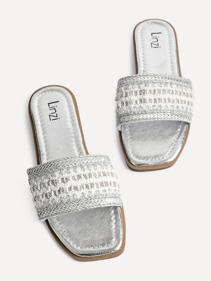 Fernanda Silver Slip On Sandals