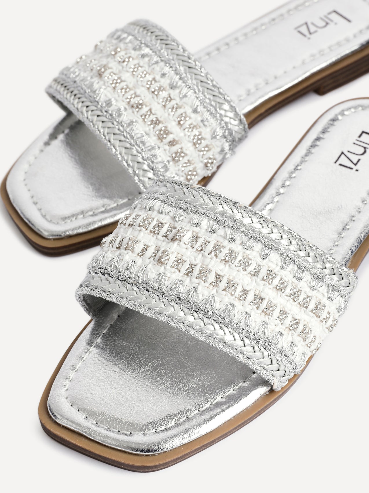 Fernanda Silver Slip On Sandals
