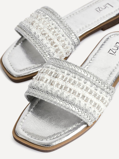 Fernanda Silver Slip On Sandals