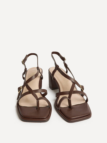 Feyre Brown Strappy Heeled Sandals