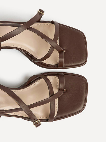 Feyre Brown Strappy Heeled Sandals