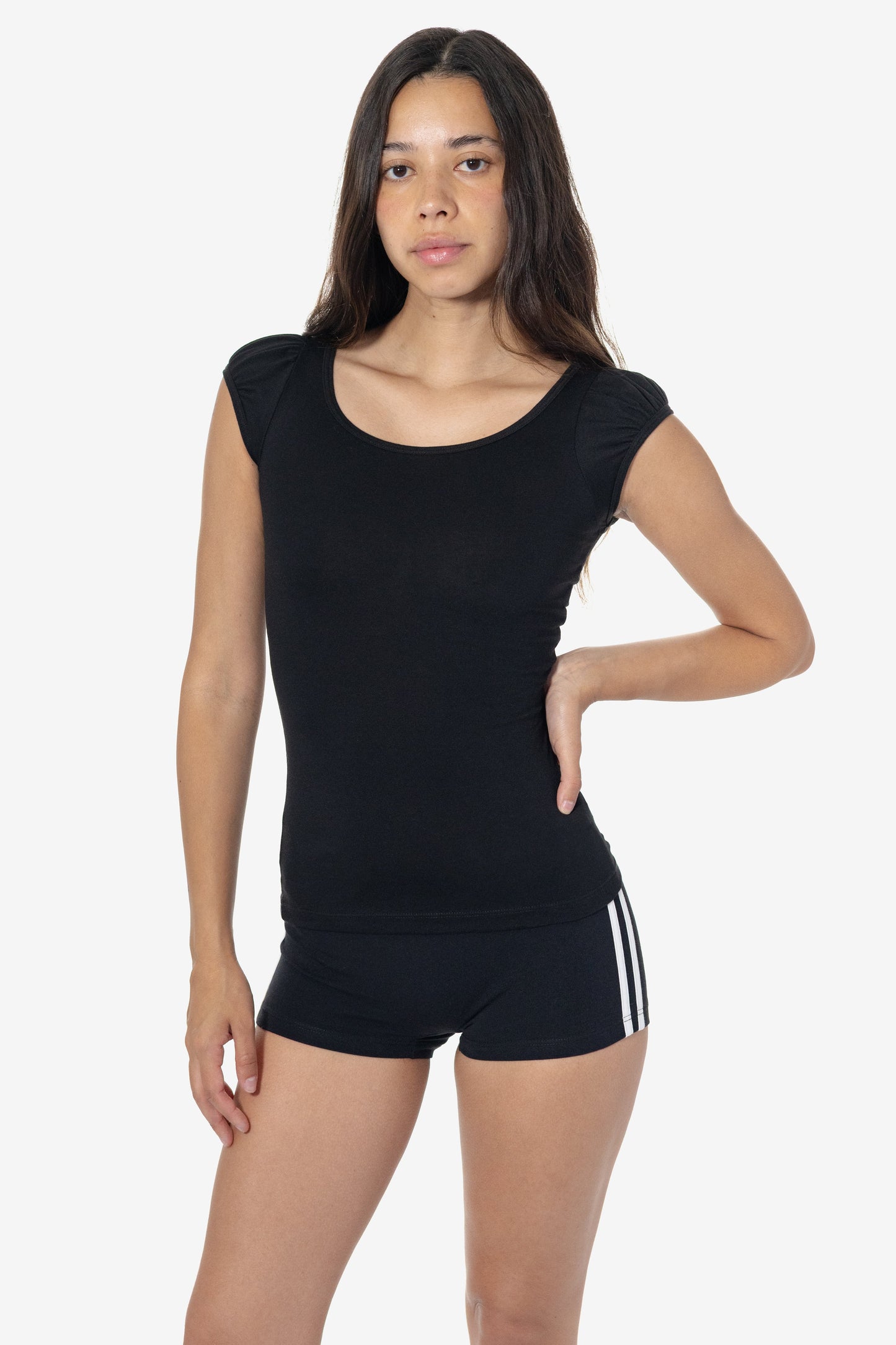 FF382 - Poly Cotton Cap Puff Sleeve Top