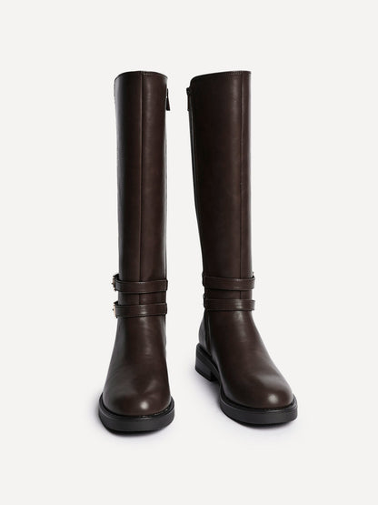 Fierce Brown Long Flat Boots