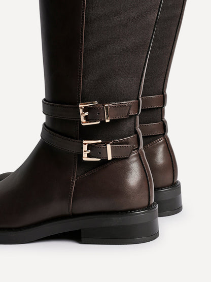 Fierce Brown Long Flat Boots