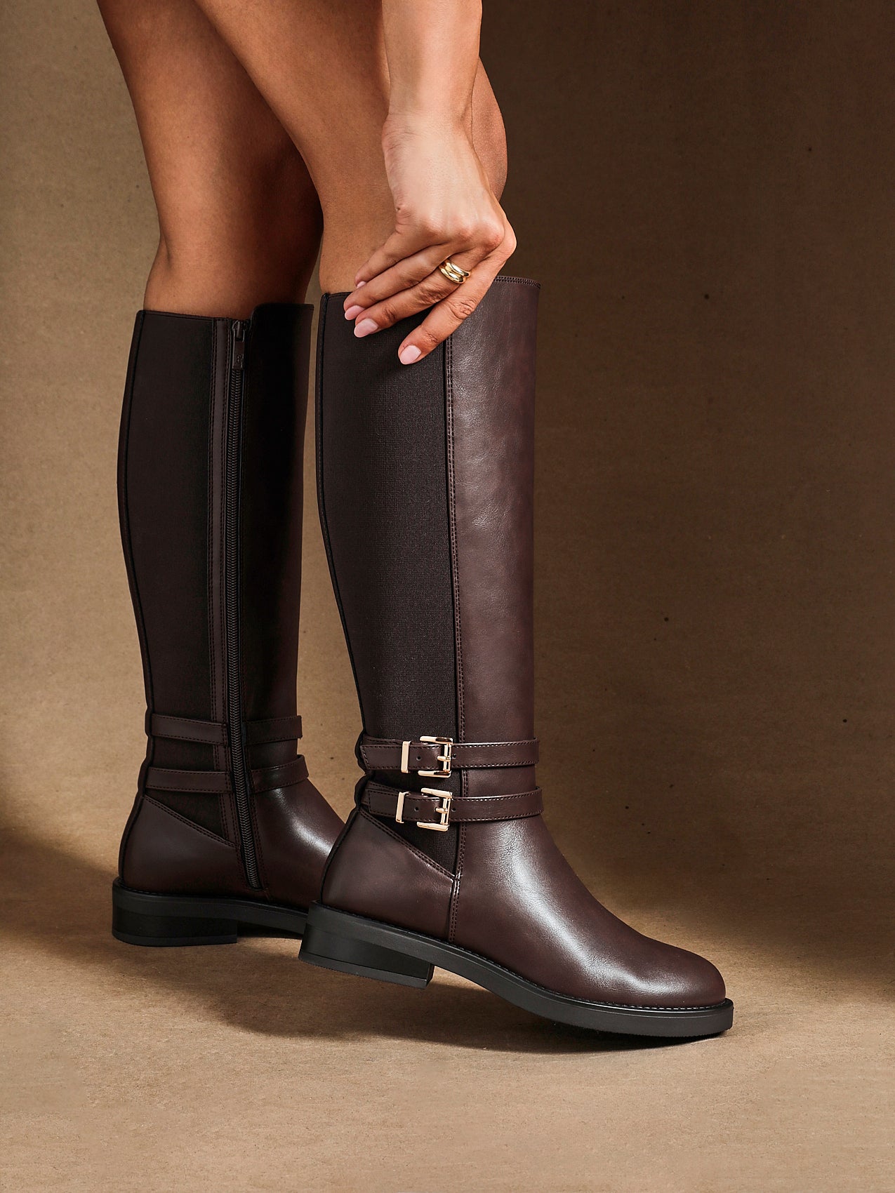 Fierce Brown Long Flat Boots