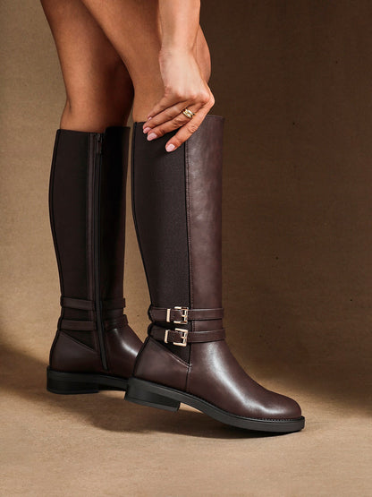 Fierce Brown Long Flat Boots
