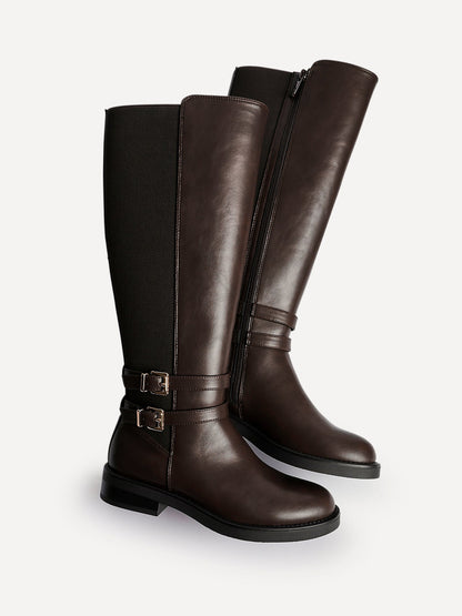 Fierce Brown Long Flat Boots