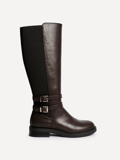 Fierce Brown Long Flat Boots