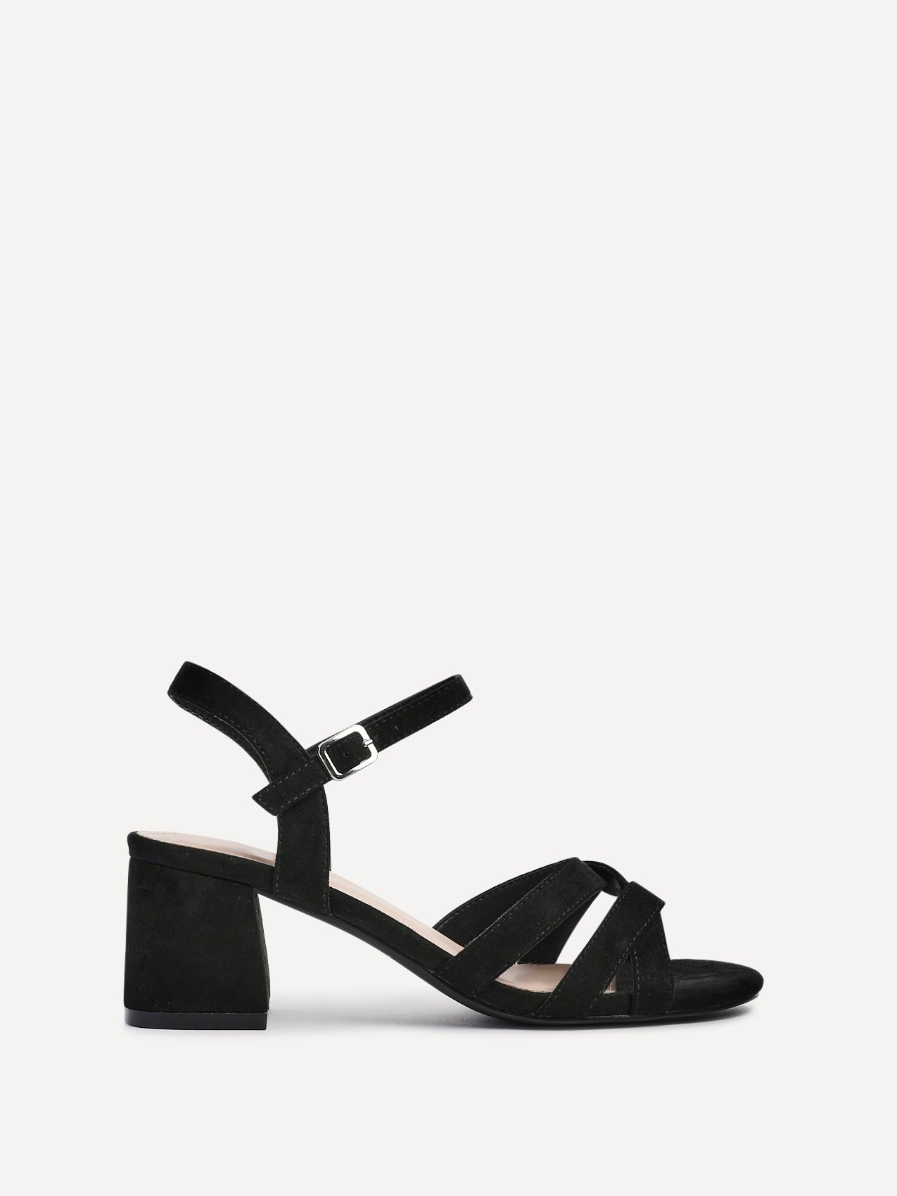 Flair Black Faux Suede Crossover Heeled Sandals
