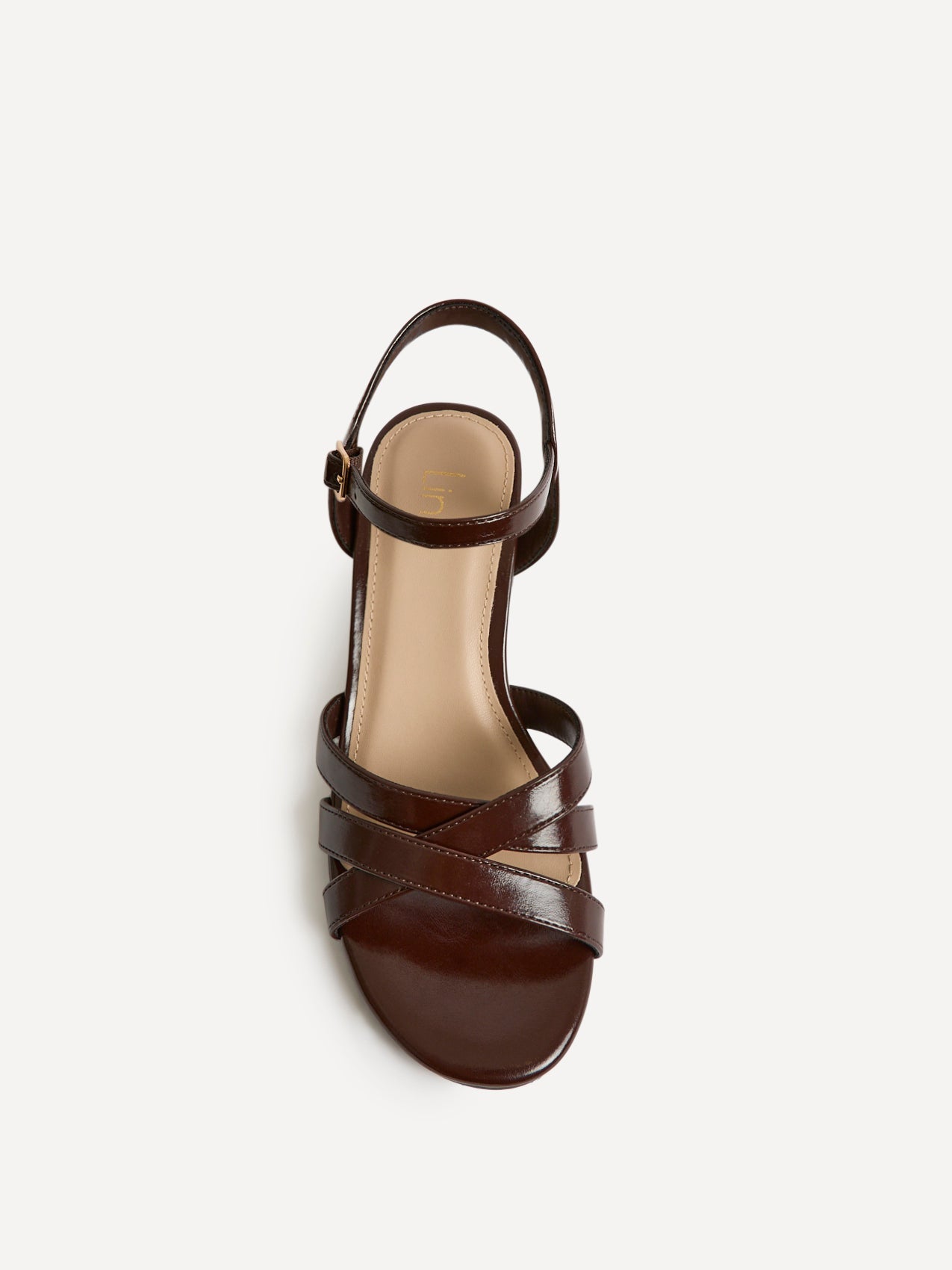 Flair Brown Faux Leather Crossover Heeled Sandals