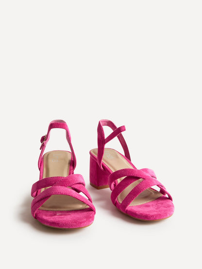 Flair Fuchsia Faux Suede Crossover Heeled Sandals