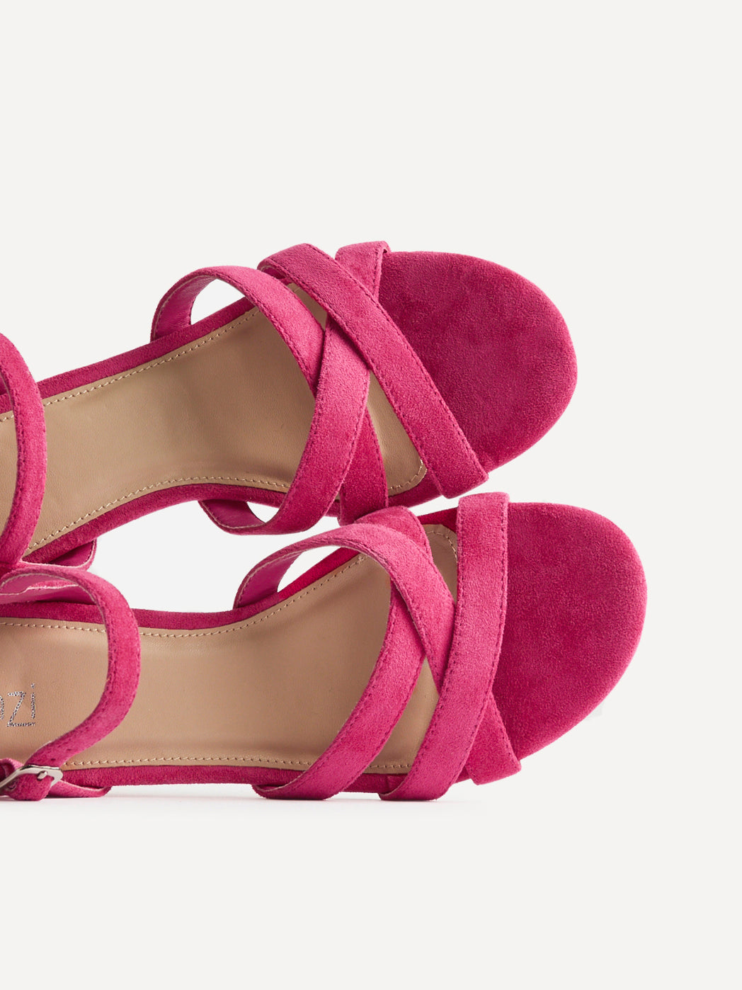 Flair Fuchsia Faux Suede Crossover Heeled Sandals