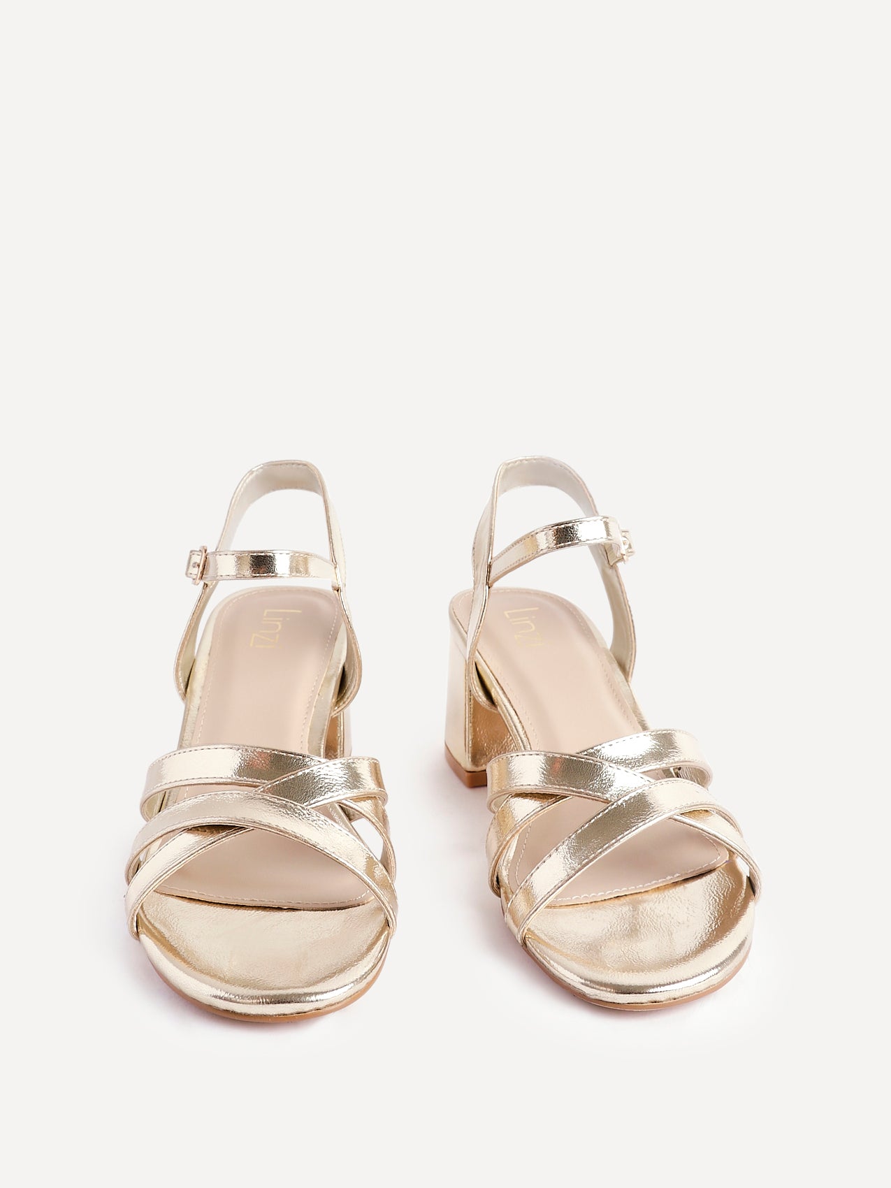 Flair Gold Crossover Heeled Sandals