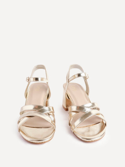 Flair Gold Crossover Heeled Sandals