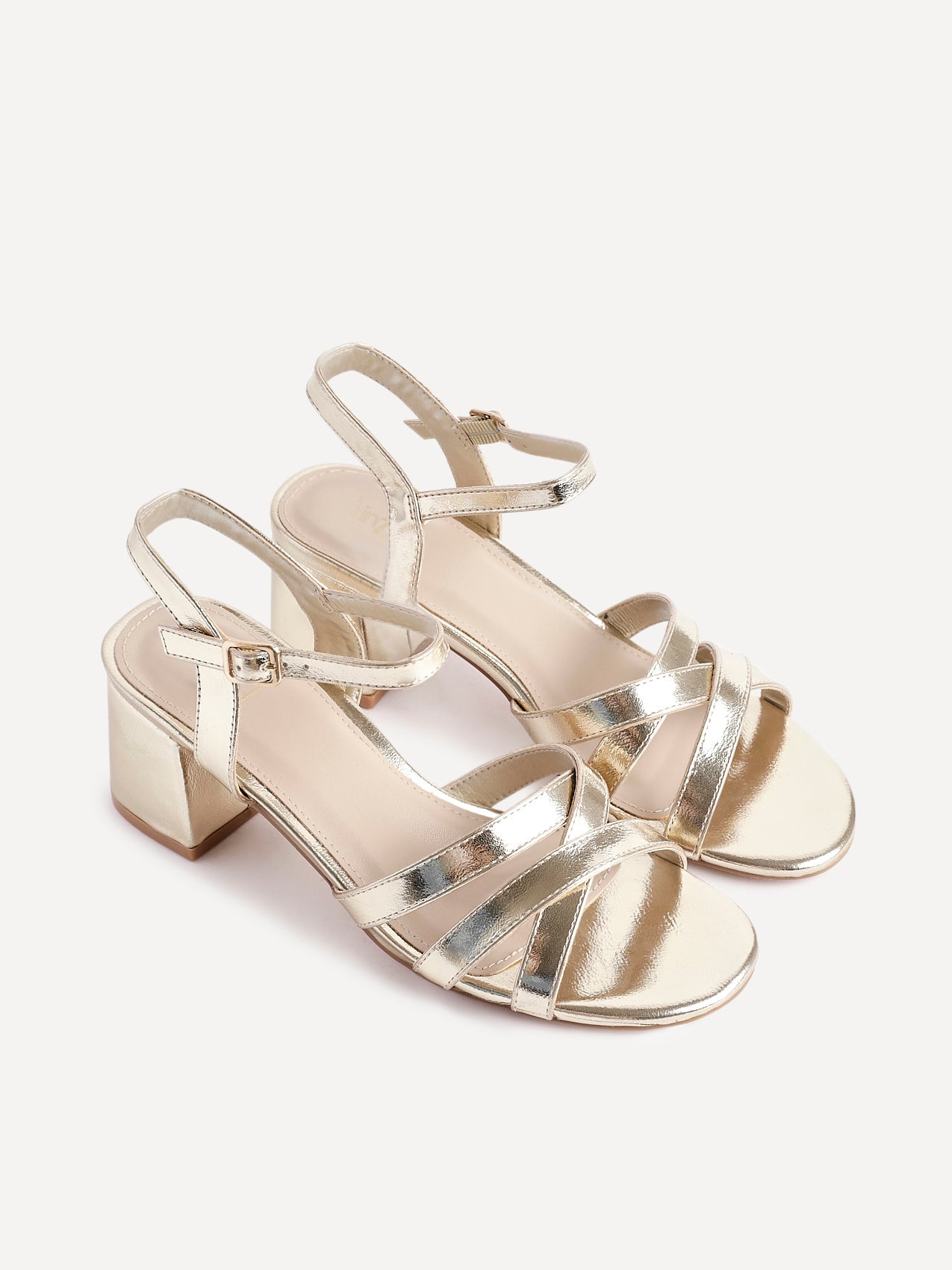 Flair Gold Crossover Heeled Sandals