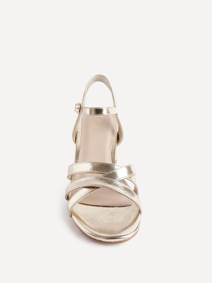 Flair Gold Crossover Heeled Sandals
