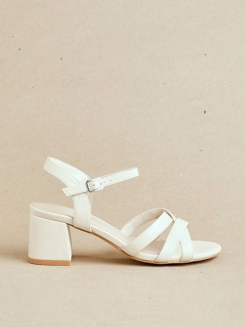 Flair Nude Faux Leather Crossover Heeled Sandals