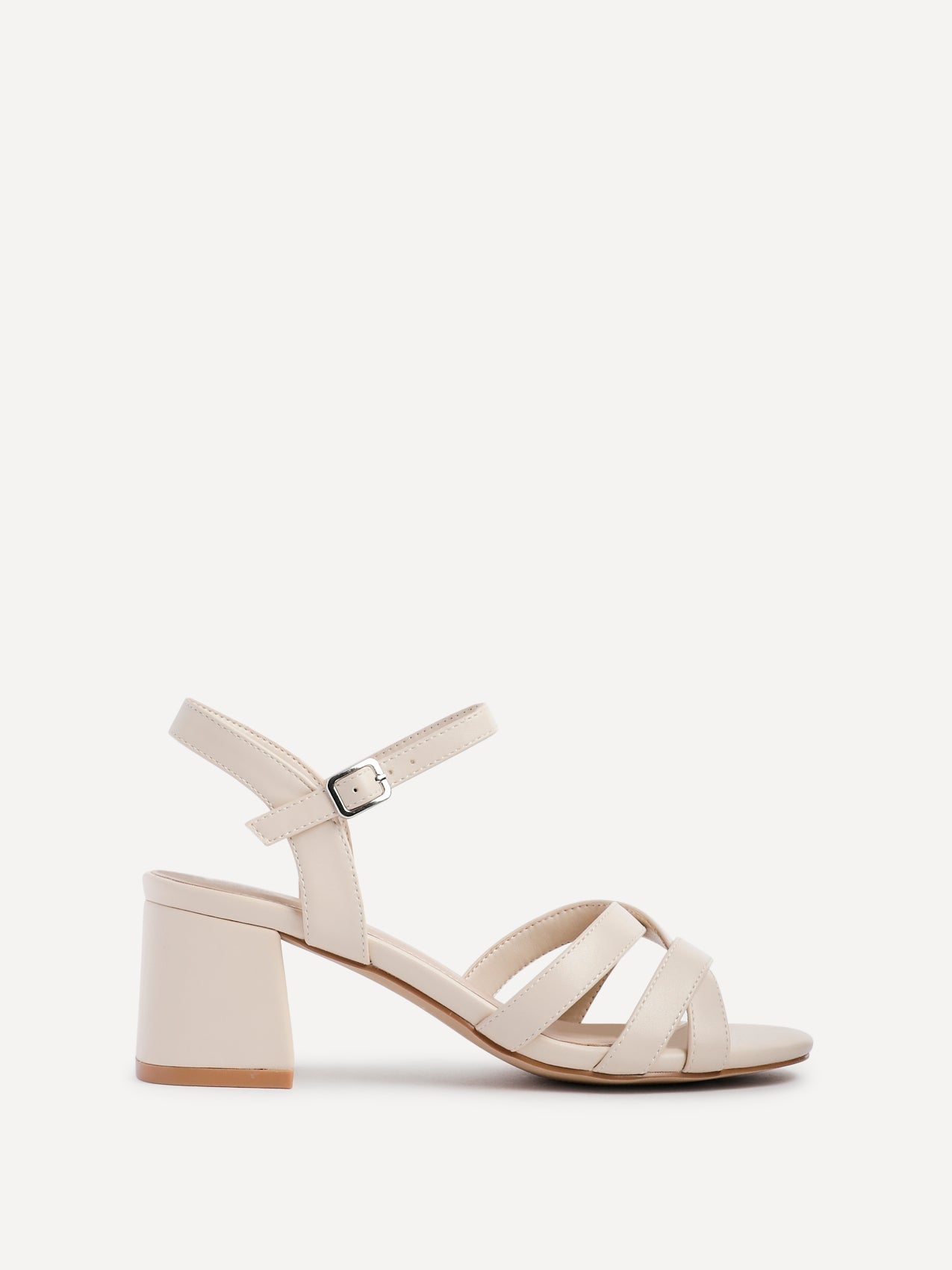 Flair Nude Faux Leather Crossover Heeled Sandals