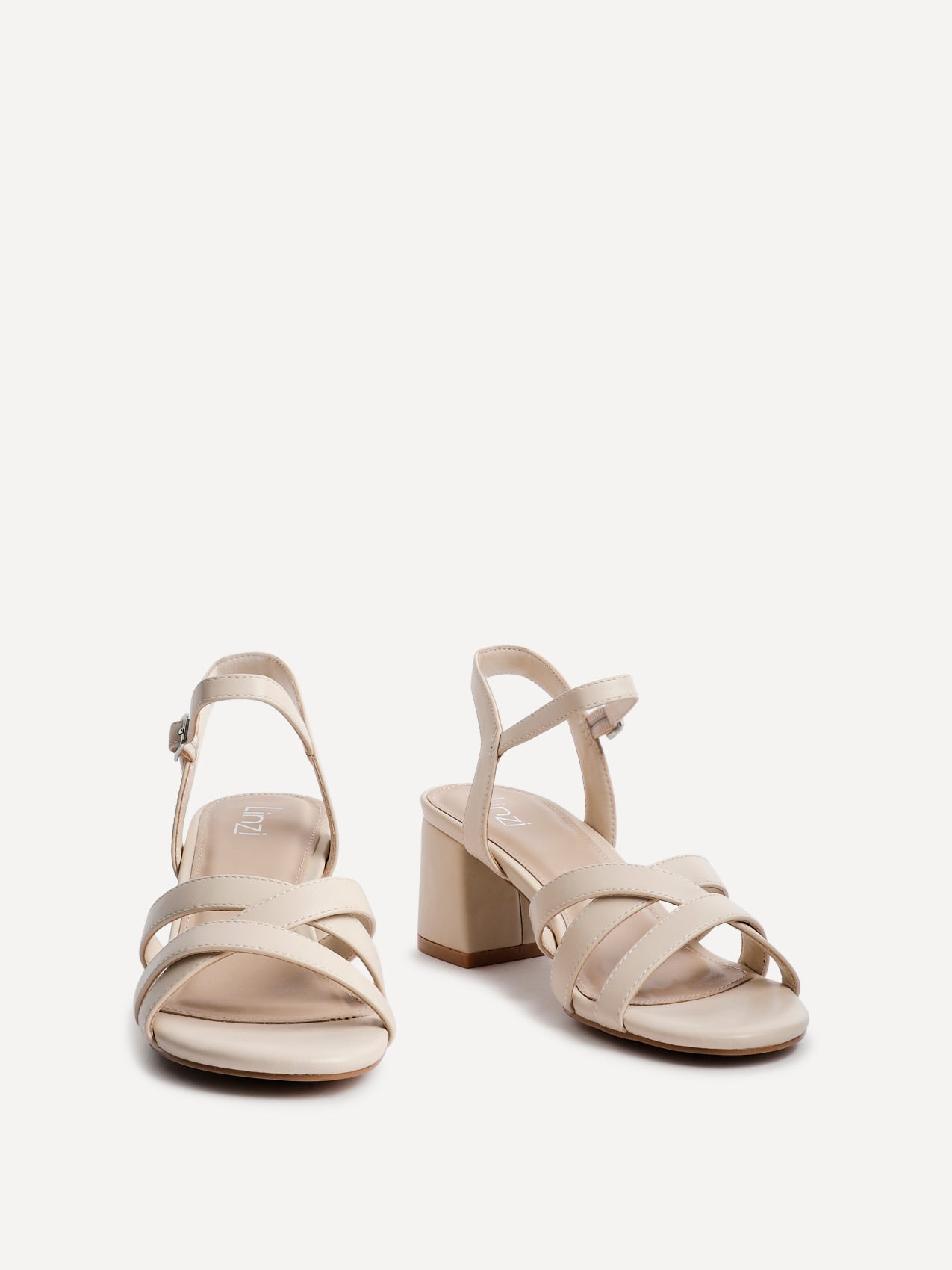 Flair Nude Faux Leather Crossover Heeled Sandals