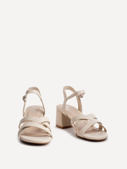 Flair Nude Faux Leather Crossover Heeled Sandals