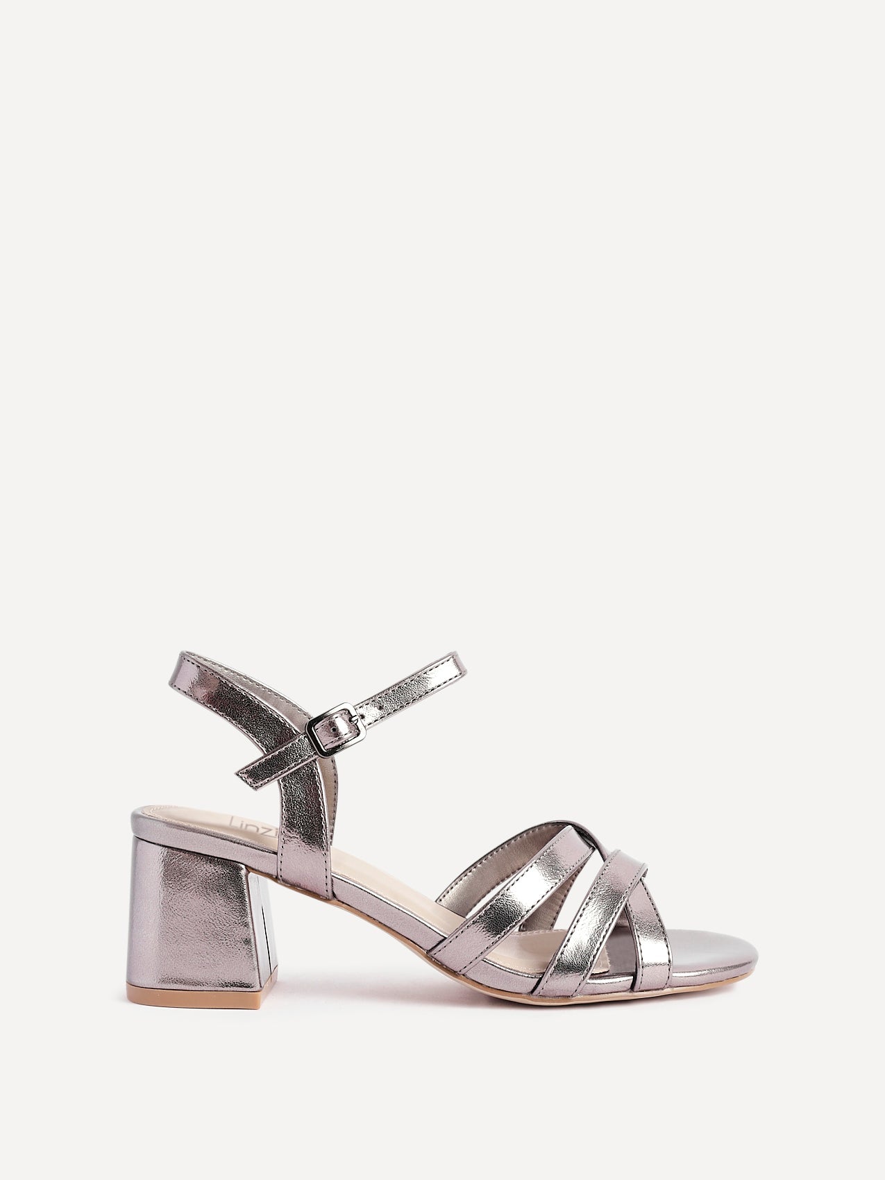 Flair Pewter Crossover Heeled Sandals