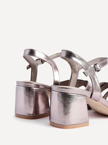 Flair Pewter Crossover Heeled Sandals