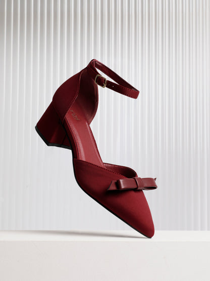 Orla Burgundy Scuba Bow Detail Court Heels