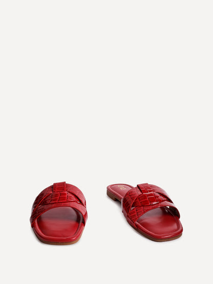 Fletcher Red Croc Slider Sandals