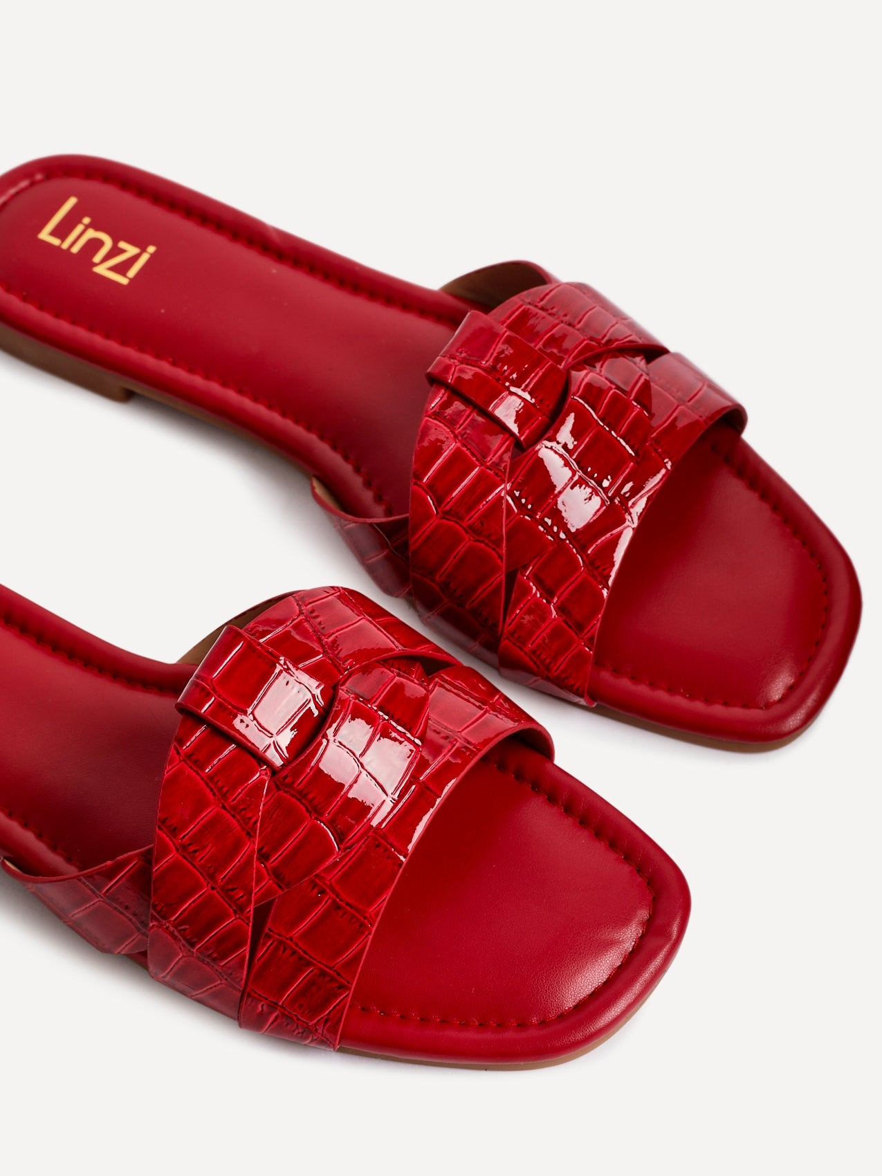 Fletcher Red Croc Slider Sandals