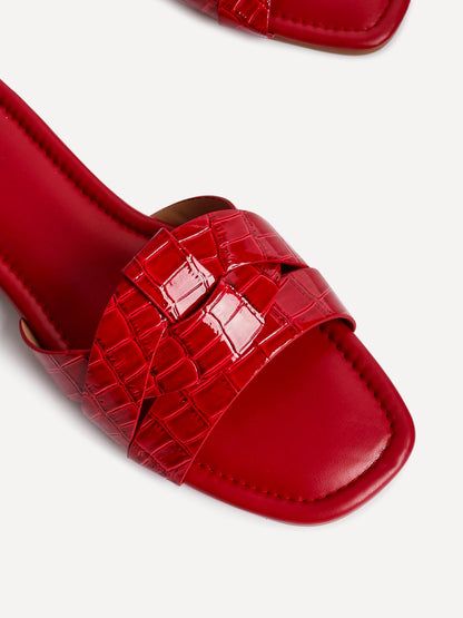 Fletcher Red Croc Slider Sandals