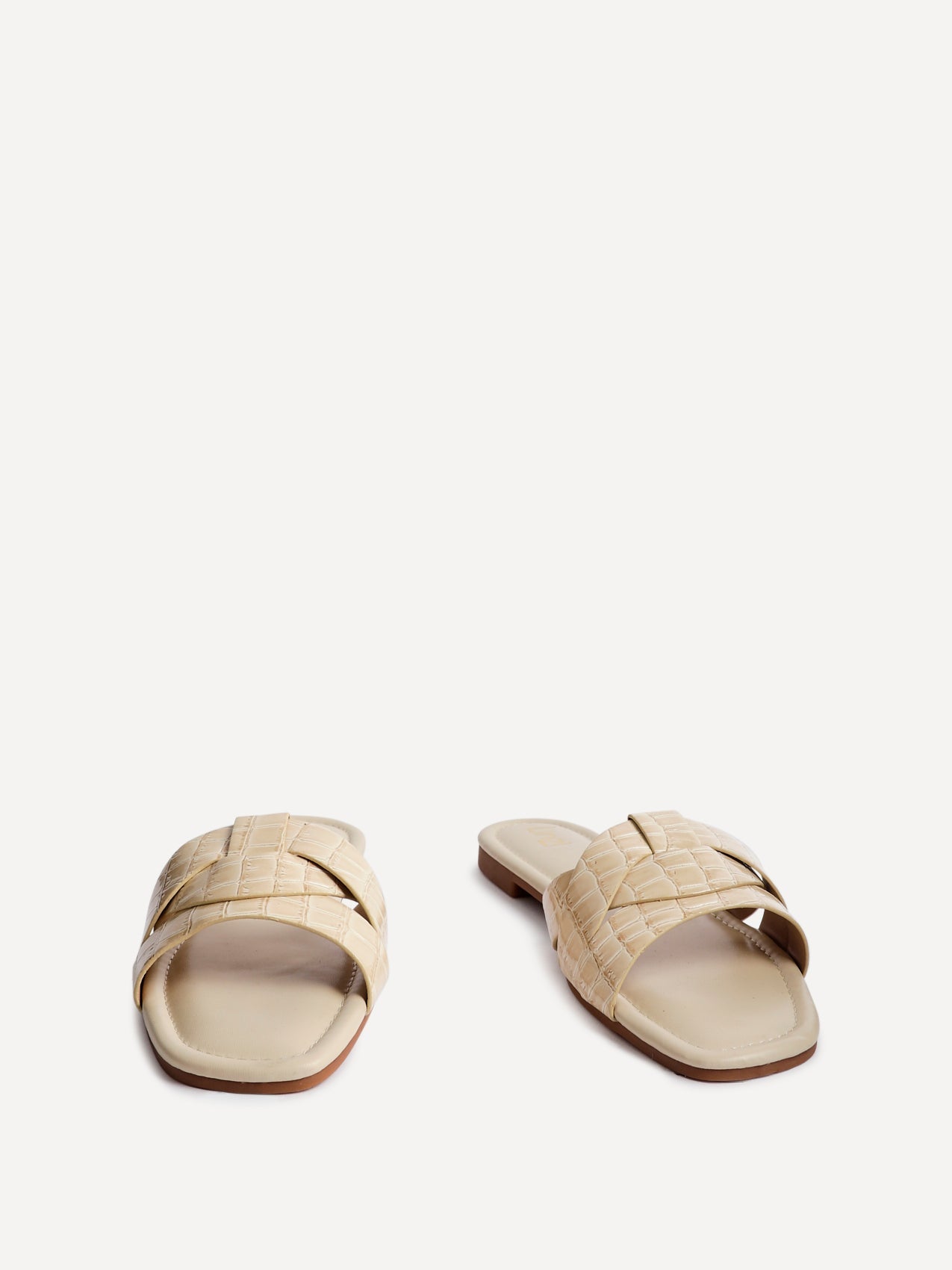 Fletcher Nude Croc Slider Sandals