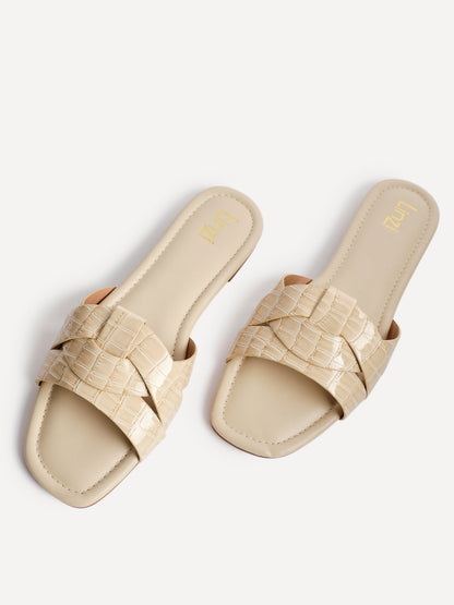 Fletcher Nude Croc Slider Sandals