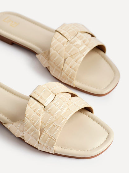 Fletcher Nude Croc Slider Sandals