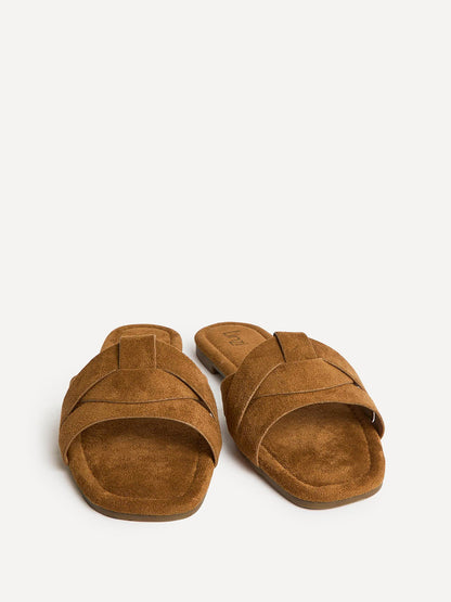 Fletcher Tan Suede Slider Sandals