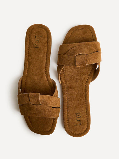 Fletcher Tan Suede Slider Sandals
