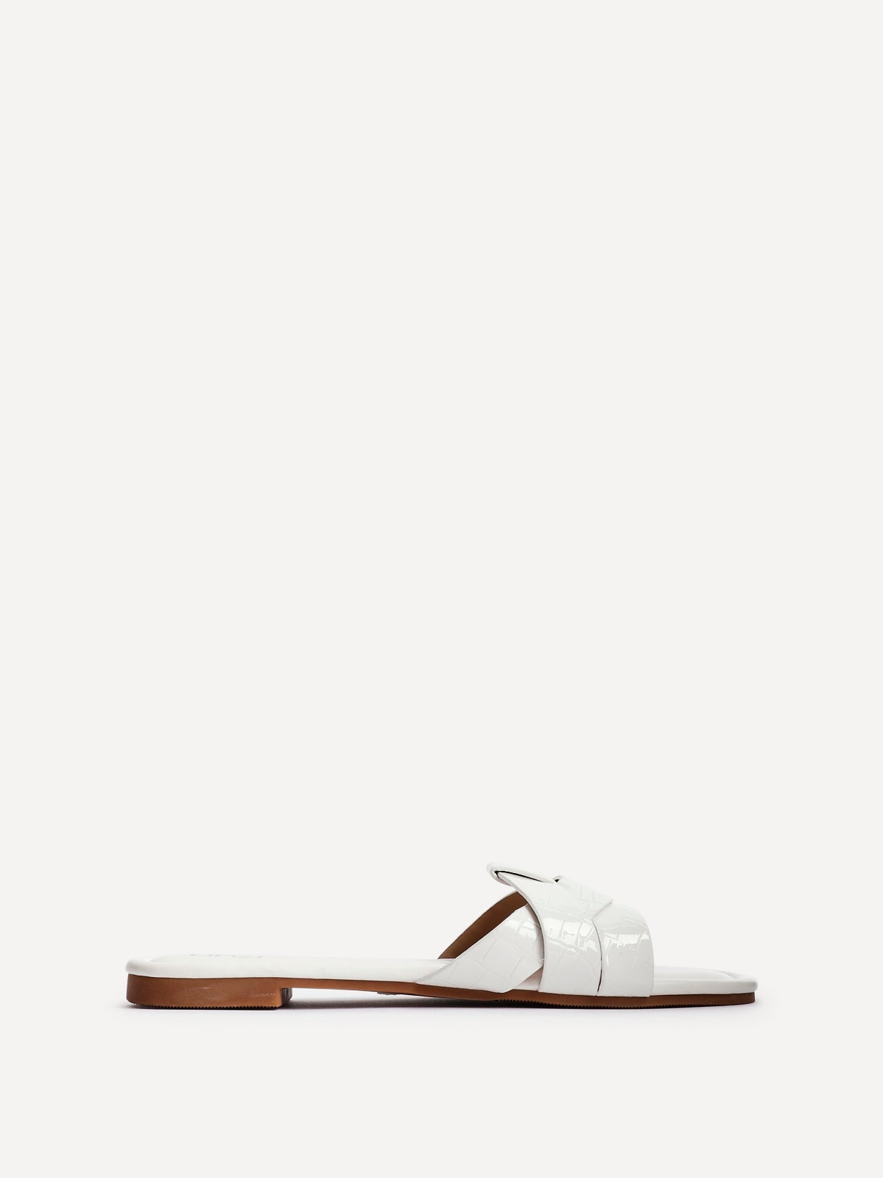Fletcher White Croc Slider Sandals