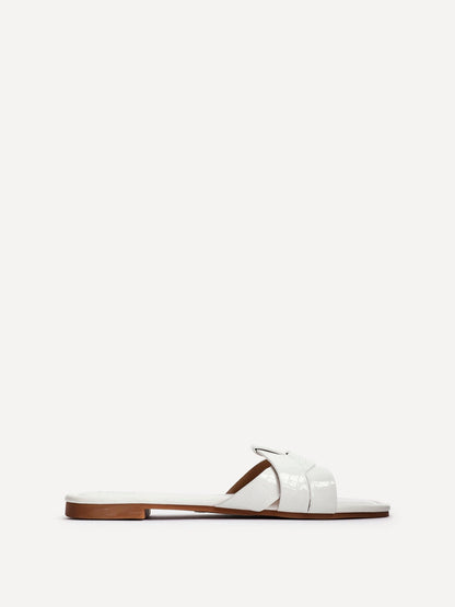 Fletcher White Croc Slider Sandals