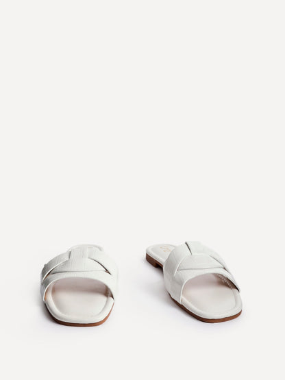 Fletcher White Croc Slider Sandals