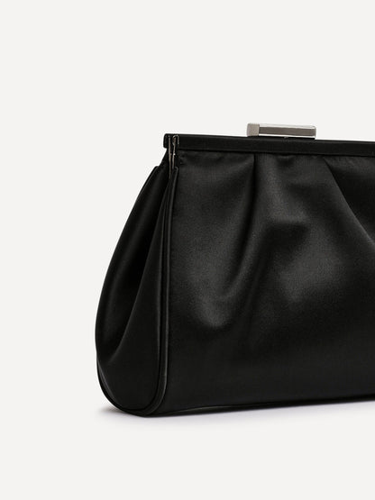 Flirt Black Satin Clutch Bag