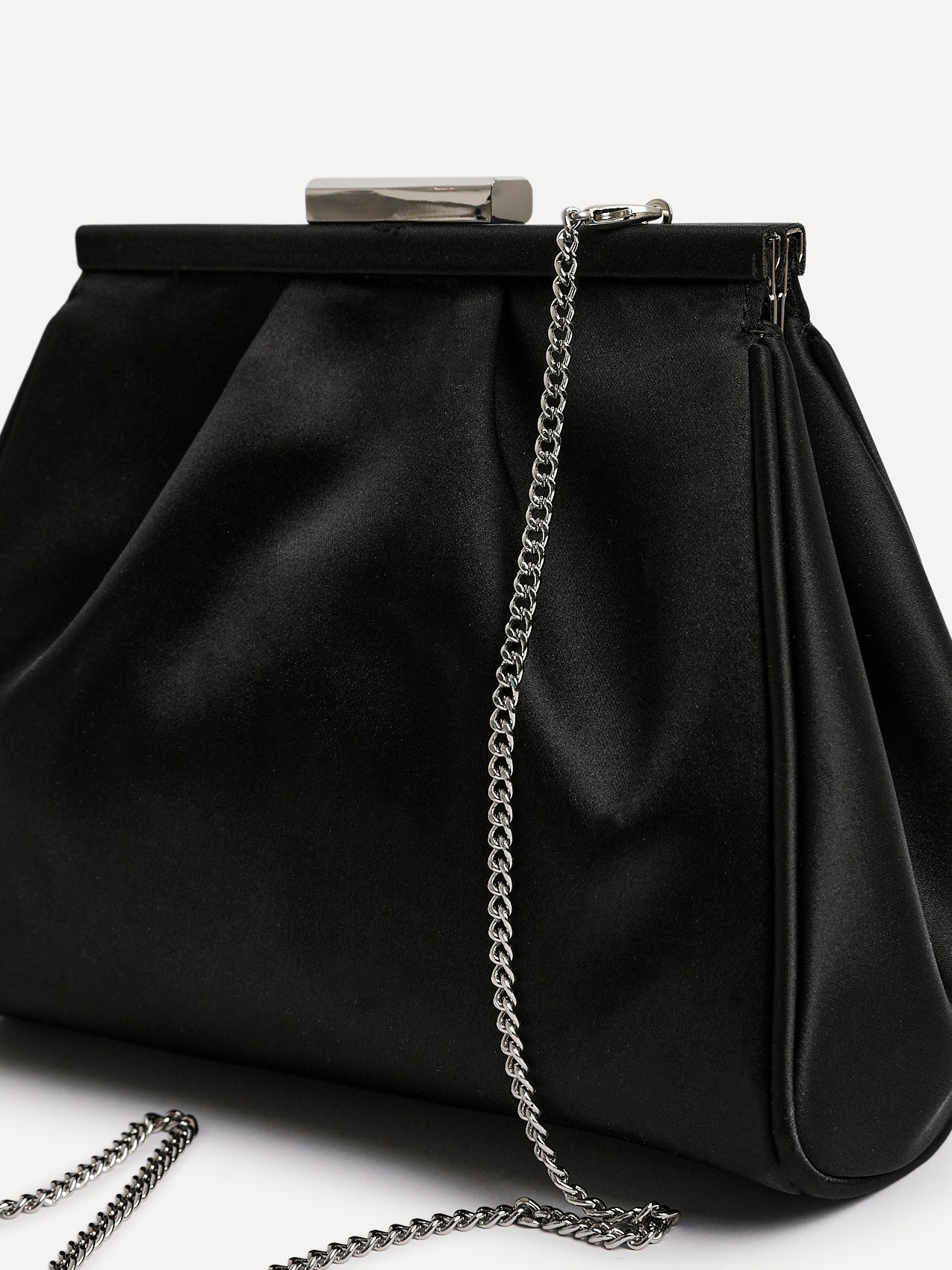 Flirt Black Satin Clutch Bag