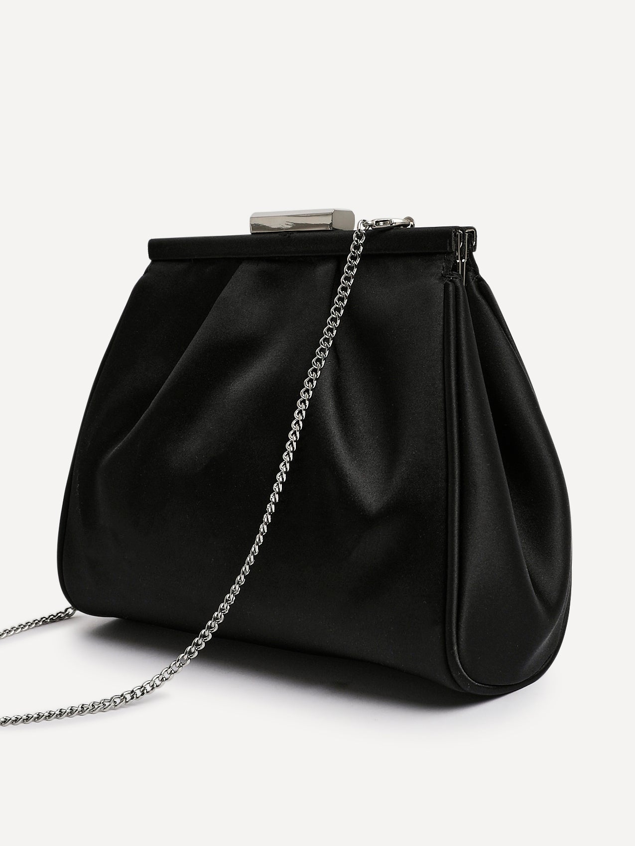 Flirt Black Satin Clutch Bag