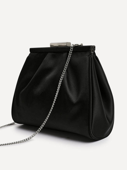 Flirt Black Satin Clutch Bag